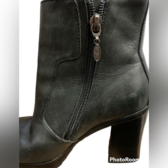 Harley Davidson Women's Black Leather Zip Up High Heel Motorcycle Boots - Picture 4 of 12